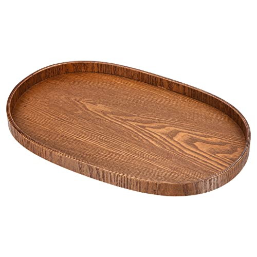 PATIKIL Wood Serving Tray 15x10 Inch, Oval Decorative Platter for Home Decor Kitchen Table Candle Holder Brown