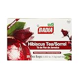 Badia Hibiscus Tea, Flor de Jamaica, 25 Bags – Refreshing Herbal Infusion with Sweet Tart Floral Flavor & Antioxidant Richness