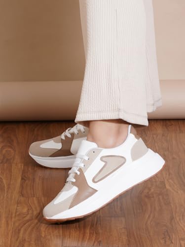 Image of TRYME Women Casual Sneakers Lace-Up Design Soft Cushioned Insole Comfortable Walking Shoes Stylish