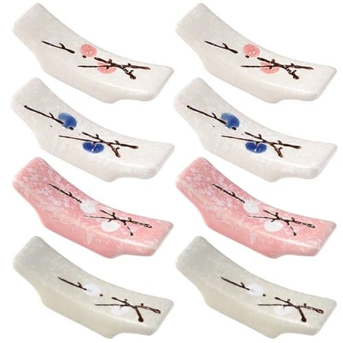 YouXiaor 8 Stücke Keramik Stäbchen Halter,Essstäbchenhalter Japanische Essstäbchenablage Stäbchenhalter Set Stehen Messer Abendessen Löffel Halter Ständer Halterung Essstäbchen-Ablagen (A)