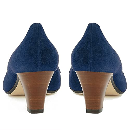 Image of LEHOOR Women Vintage Chunky Block Heel Pumps Shoes Square Pointed Toe Slip On Formal Office Work Business Loafers Shoes Suede Snakeskin Cone Heel Oxford Shoe Ladies Professional Chic Fall 4-11 M US