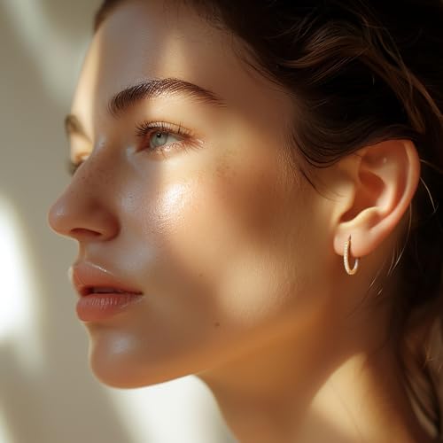 Gold Hoop Earrings 14K Gold Hoop Earrings for Women with Dual-sided Cubic Zirconia Hoops Earring for Women Sensitive Ears Hypoallergenic Womens earring 15/20/30/35mm4
