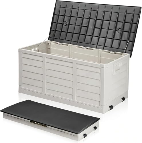 HOBBYZOO Coffre de jardin exterieur pliable, Capacité de 284 L, Avec poignées et roues - Imperméable et résistant aux UV, convient aux jardins, balcons et...
