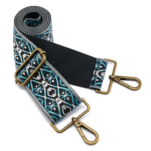 Image of ZOOEASS Bronze Buckles Purse Strap, 2 inch Wide Crossbody Handbag Strap Adjustable Replacement Shoulder Strap Vintage Embroidery