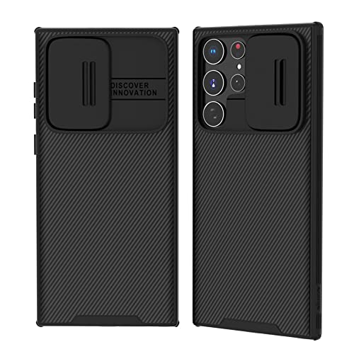 XTCASE Funda para Samsung Galaxy S22 Ultra 5G, Protección de la cámara Carcasa Cubierta de cámara Deslizante Ultra Delgado Rígida PC Anti-Choque Anti-arañazos Proteger Caso, Negro