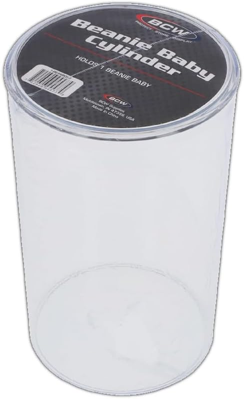 BCW Cylinder Beanie Baby Display Case| Stackable Clear Display Case for Collectibles | Crystal Clear Polystyrene with Compression Fit Lid for Beanie Baby Case | Protect and Show Off Your Collection