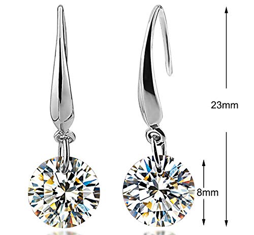 Fu You 925 Sterling Silber Ohrhänger mit Zirkonia Ohrringe Hängend für Damen