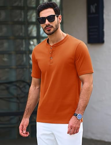 TACVASEN Men's Henley T Shirt Cotton Moisture Wicking Short Sleeve Tshirt Classic Casual Grandad Shirts with Button - Image 3