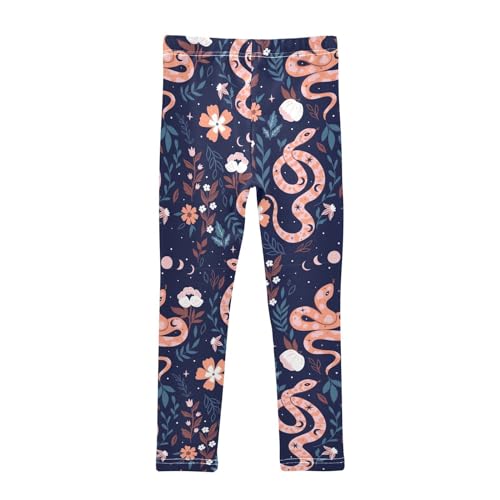 Wusikd Snakes Flowers Girls' Leggings Toddler Doodles Stars Kids Yoga Pants Dance Active Tights 7-8T Multi2