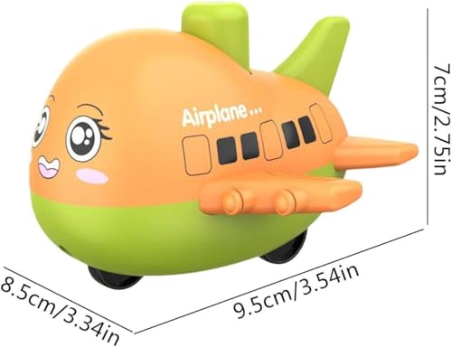 Image of Crackles Press & Go Friction Powered Cartoon Airplane Toy for Babies 6 Months+ - Pack of 2 Crawling Toys for Boys & Girls - Safe Lightweight Gift for Kids 1-5 Years - Multicolor