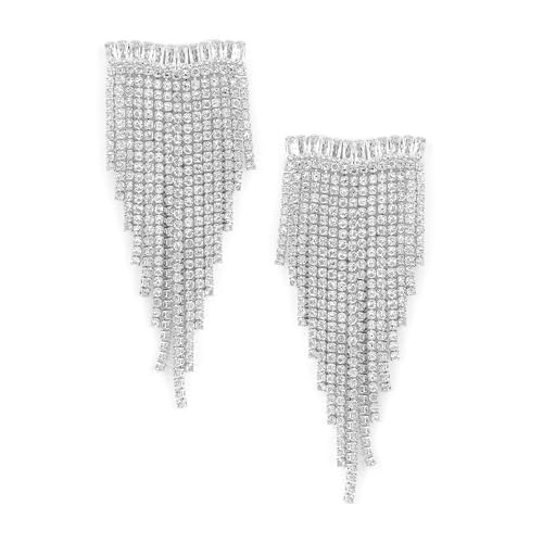 Image of Rubans Demi Fine Stainless Steel Dangler Earrings CZ Gift for Women & Girls