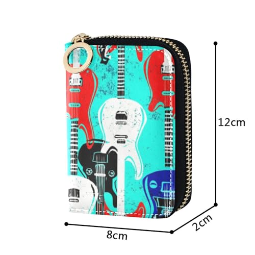Colorful Electric Acoustic Guitars Blue Women Wallet Zip Around RFID Blocking Credit Card Wallets Cute Decorative Mens Wallet with Coin Pocket3