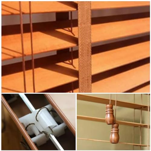 Cortinas de madera maciza premium con láminas de 50 mm y contraventanas estéticas ajustables 3