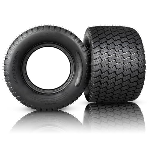 PROPARTS 20x12.00-10 Lawn Mower Tires 20x12x10 nhs 4PR Turf Tire for Riding Lawn Mowers & Garden Tractor Tubeless Set of 2