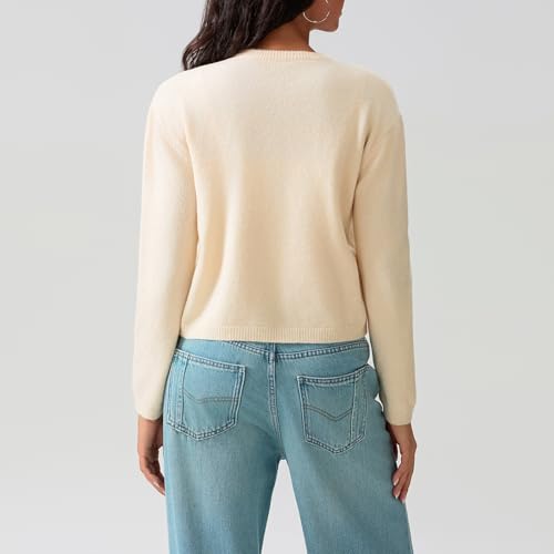 Image of Yuemengxuan Women Cardigan Sweater Button-Down Solid Color V-Neck Long Sleeve Soft Knit Coat Jumper Going Out Wear