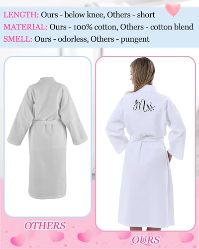 Jecery 2 Pack His and Hers Robes Gifts Cotton Waffle Kimono Embroidered Matching Robes Party Anniversary Wedding3