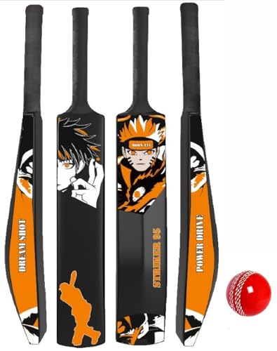 Image of Bodyfit Heavy Duty Plastic Premium Cricket Bat for Men, Women & Children | Lightweight| Full Size| | Hard Plastic Bat Red | 1 Piece, 1 Soft /Wind Ball. (Striker-Orang)
