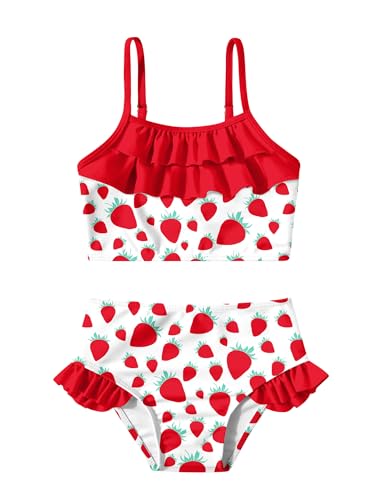 Image of Little Girls Two Piece Mermaid Bikini Set Ruffle Adjustable Summer Beach Bathing Swimsuit 3-7 Years for Kids