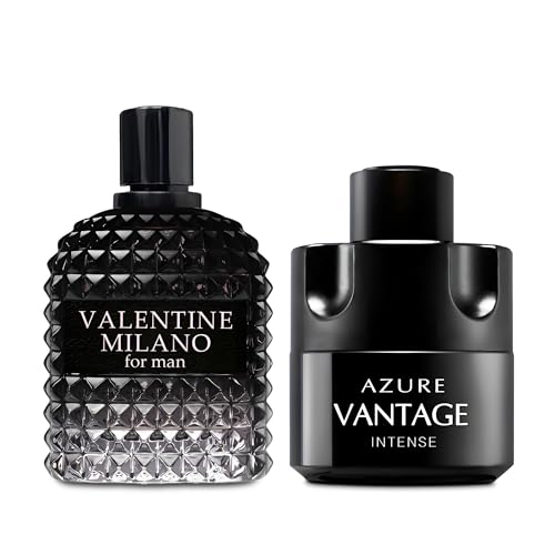 Image of AFLUXE Valentine Milano /Vantage Intense 2PCS Eau De Toilette for Men-Fresh, Romantic Scent Perfume for Men 3.4 Fl Oz Each Mens Cologne For All Skin Daily Used