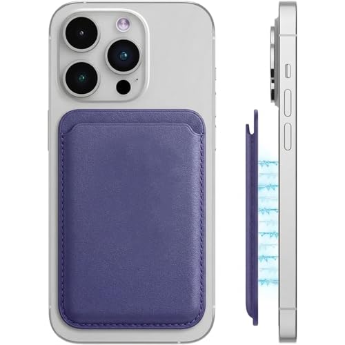 LYQNIHOB Portefeuille magnétique pour iPhone, 1 pièce - Porte Carte Magnetique, Doté d'un Porte-Cartes antidérapant et d'un RFID avec Aimant, Conçu en PU pour Stocker jusqu'à 2 Cartes, Violet foncé