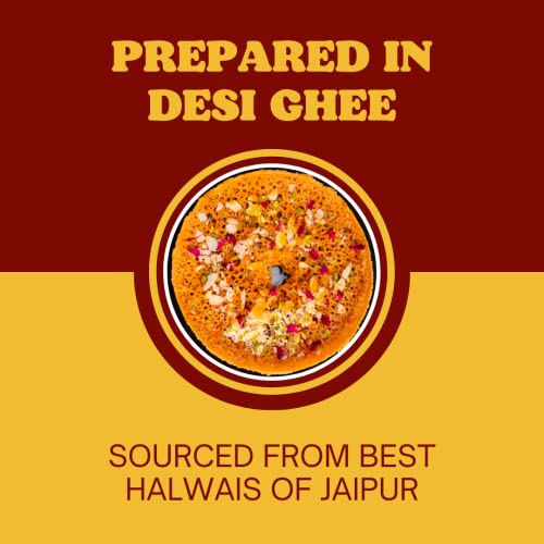 SweeDesi Jaipur Meetha Ghewar | Prepared in Desi Ghee | Rajasthan's Authenic & Signature Ghewar | 1 Piece, 350~380gms | Shark Tank India Brand