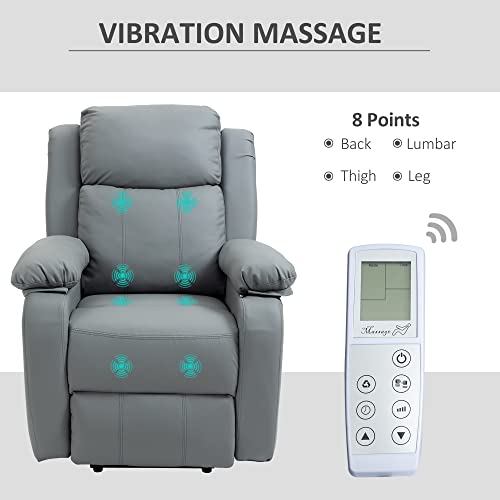 HOMCOM Electric Power Lift Recliner Chair Vibration Massage Reclining Chair with Remote Control and Side Pocket, Grey HOMCOM Electric Power Lift Recliner Chair Vibration Massage Reclining Chair with Remote Control and Side Pocket, Grey