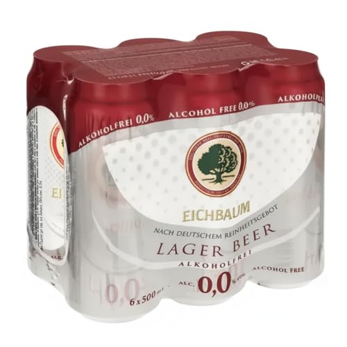 Eichbaum Alcohol Free Lager Beer with Smooth & Refreshing Flavor - Non Alcoholic Lager with Traditional German Brewing - Cans of Beer for Social Gatherings, Meals & Everyday Enjoyment - 500ml Can-6pk
