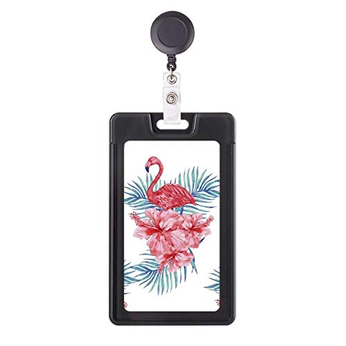 Porte-badge rétractable flamant rose anti-perte avec enrouleur robuste pour badge professionnel