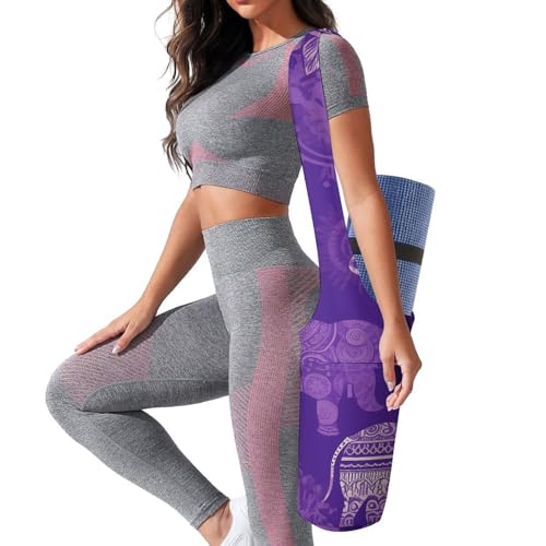 Sac de tapis de yoga violet en toile grande capacité pour gym et pilates