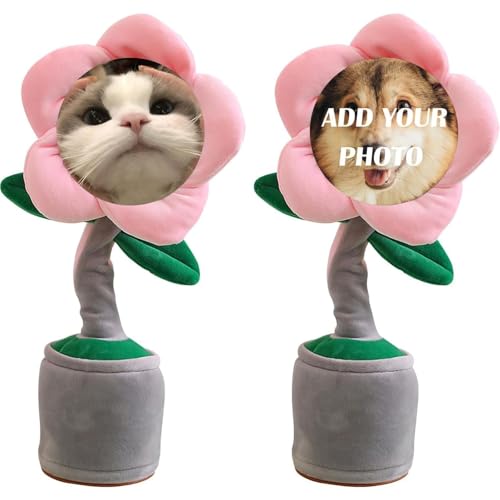 ywkiyrs Custom Dancing Sunflower Toy, Talking Flower with Custom Face, Repeats What You Say Sings Mimicks Records 120 Songs Funny Toys,Personalized Plush Toy Gifts for Birthday Festival (Yellow)