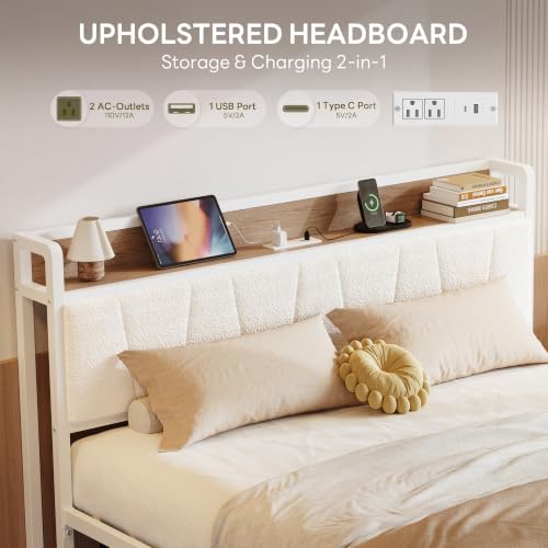 Image of LIKIMIO Queen Size Bed Frame with 2 Drawers and Charging Station
