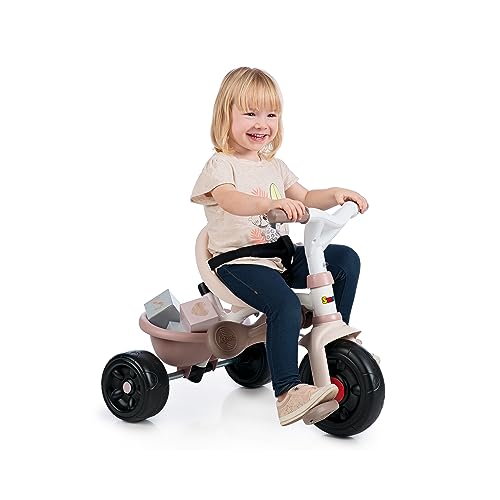 Smoby - Tricycle Be Fun Confort Rose - Vélo Enfant Dès 10 Mois - Evolutif - Canne Parentale avec Sacoche - Arceau de Sécurité - 740417
