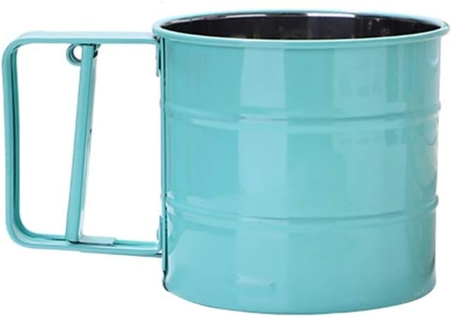 Flour Sifter Shaker, Stainless Steel Fine Mesh Screen Baking Cake Flour Sieve Cup (Color : Blue)