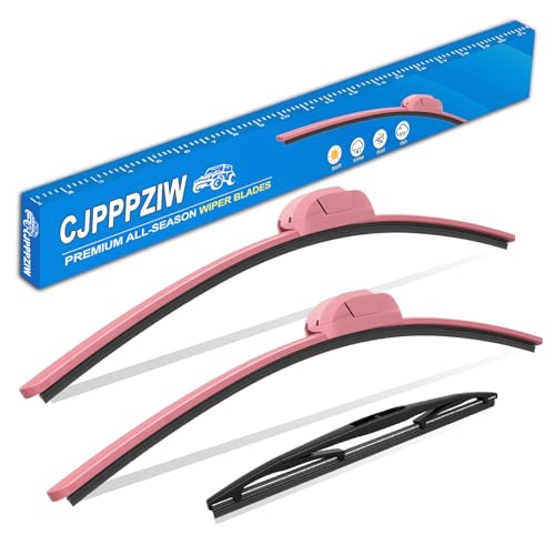 Windshield Wipers-16 Inch+16 Inch+12 Inch Replacement for 2018 2019 2020 2021 2022 2023 2024 Jeep Wrangler Wiper Blades for My Car,Quality Front Pink Windshield Wiper Blades(Set of 3)
