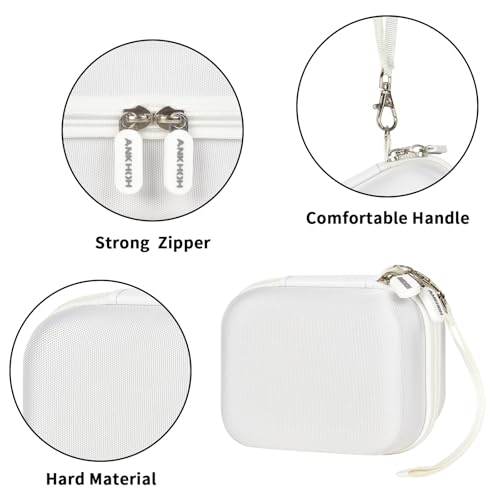 Image of ANKHOH Label Maker Case for Memoking T02 / for Phomemo M02 / M02S / M02 Pro / Q30S / for Ponek Mini Pocket Printer, Portable Sticker Printer Storage Holder Organizer Bag Paper&USB Cables, Box Only (White)