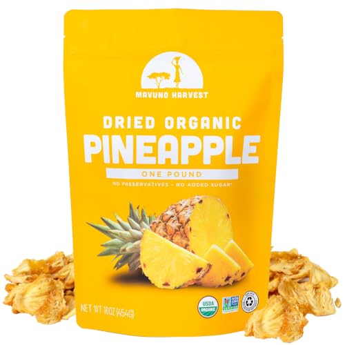 Mavuno Harvest Organic Dried Pineapple - No Sugar Added -1lb...