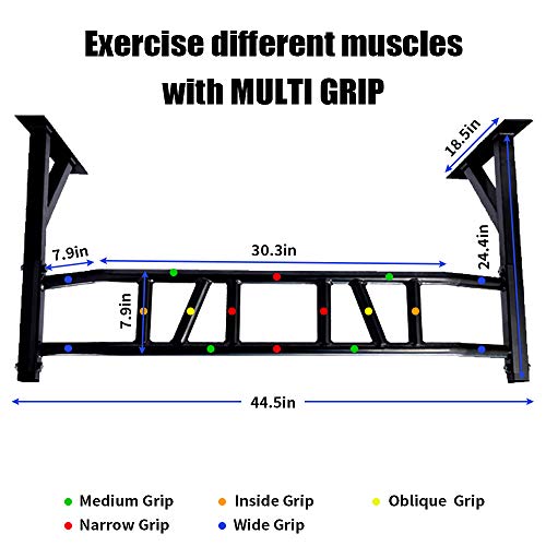 Pull Up Bar Wall Mounted Multi-Grip Pull-Up Bars Strength Training Chin Up Bar With Hanger Rings For Punching Bags, Power Ropes For Home Gym #TOP3