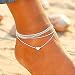 Artmiss Boho Heart Anklet Multilayer Chain Tiny Braided Rope Bracelet Set Silver for Women and Girls