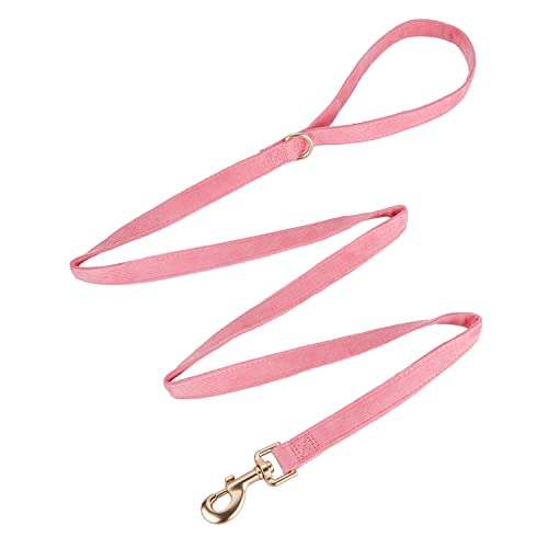 YUDOTE Hundehalsband und Leine Set Klein, Weiche Reizfreie Cord-Halsband-Leine Passende Combo für Den Täglichen Spaziergang, Rosa