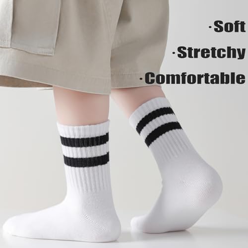 Mini angel Kids Socks Boys Girls Crew Socks Seamless Cotton Ankle Athletic Socks with Retro Stripes 3/5 Pairs4