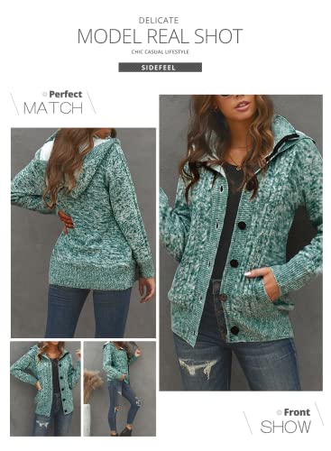 Image of Sidefeel Women's Cardigan Sweaters Hooded Cardigans Fleece Lined Jackets Winter Sweater Coat