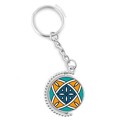 Porte-clés rotatif multicolore motif géométrique abstrait marocain pour clé