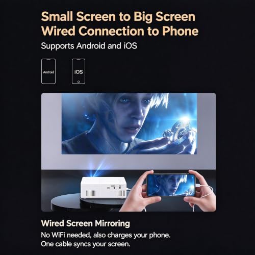 Portable LCD Projector, Mini Portable Projection Angle Adjustable LED Projector for Home Theater-Black - image 6