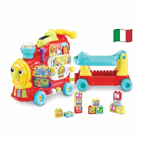 MULTIFUNZIONE: Edo Maxi Treno Cavalcabile è un trenino elettrico, cavalcabile, primi passi, pannello multiattività, carrellino, gioco di costruzioni e scivolo tutto in uno
