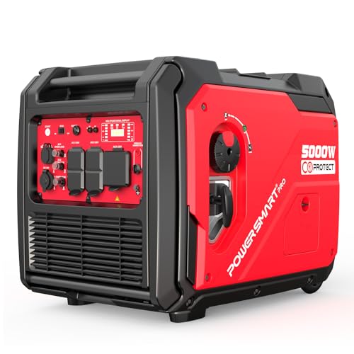 PowerSmart 5000-Watt Portable Inverter Generator Gas Powered with Electric Start, CO Protect, Super Quiet, 30 Amp for Home Use