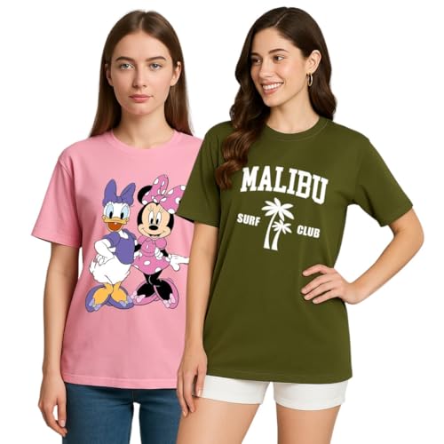 Image of My Swag Womens Half Sleeve Printed T-Shirts, Summer Wear, Typography Tshirts for Womens&Girls(Cotton, Pack of 2)