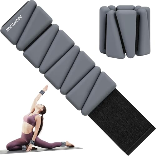 Image of BECOJADDE Ankle Weights Set of 2 (1 lb /2 lb /3 lb Each) Adjustable Wrist Weights for Women Men Wearable Arm Leg Weight for Pilates, Running, Walking, Workout, Yoga