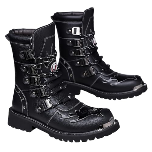 Men Drive Steel Toe Boot Motorcycle Boot Workwear Knight Racing Shoes Leather Thick Soled Non Slip Shoeses