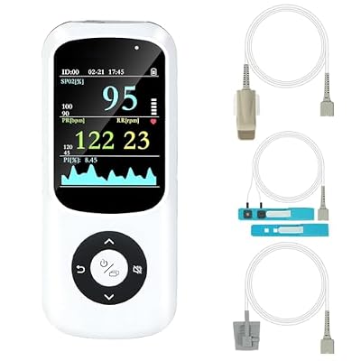 Rechargeable Handheld Pulse Oximeter Overnight Continuous Monitoring Health SpO2 level alarm with Respiration for Aviation and Athletic Wellness Tracking