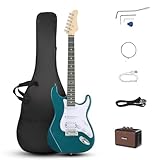 Ktaxon 39 Inch Electric Guitar Kit for Beginner, HSS Pickups 6 String Solid-Body Full Size Adults Electric Guitars W/Amplifier, Bag, Strap, Cable, Accessories - Lake Blue